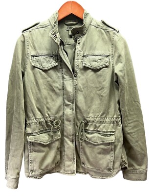 Lucky Brand Military Jacket Womens Size Small Green Canvas 100% Cotton 