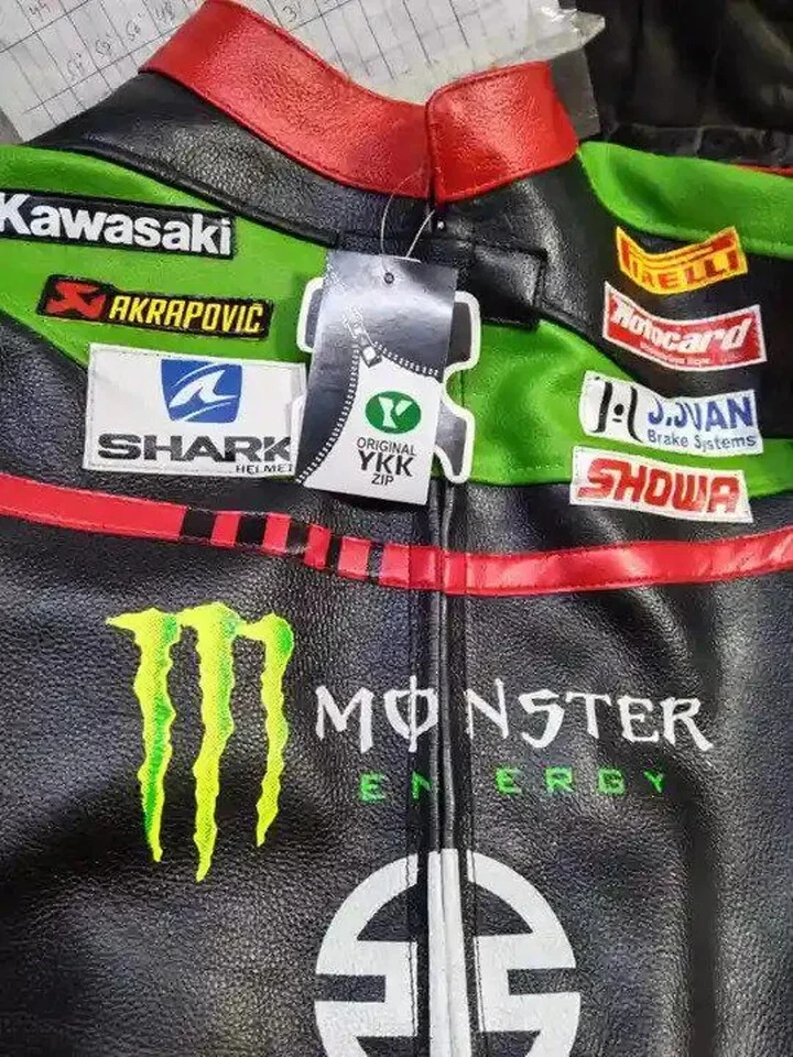 Chaqueta de cuero Kawasaki Racing Moto nueva chaqueta de motociclista Kawasaki Foto 2 de 4