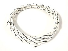 16 ga GAUGE GXL AUTOMOTIVE HIGH TEMP COPPER WIRE - 25 FT - WHITE W/ BLACK STRIPE