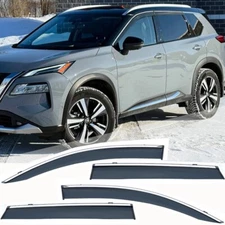 For 2021-2026 Nissan Rogue SMOKE w/Chrome Factory Grade Door Vent Window Visors