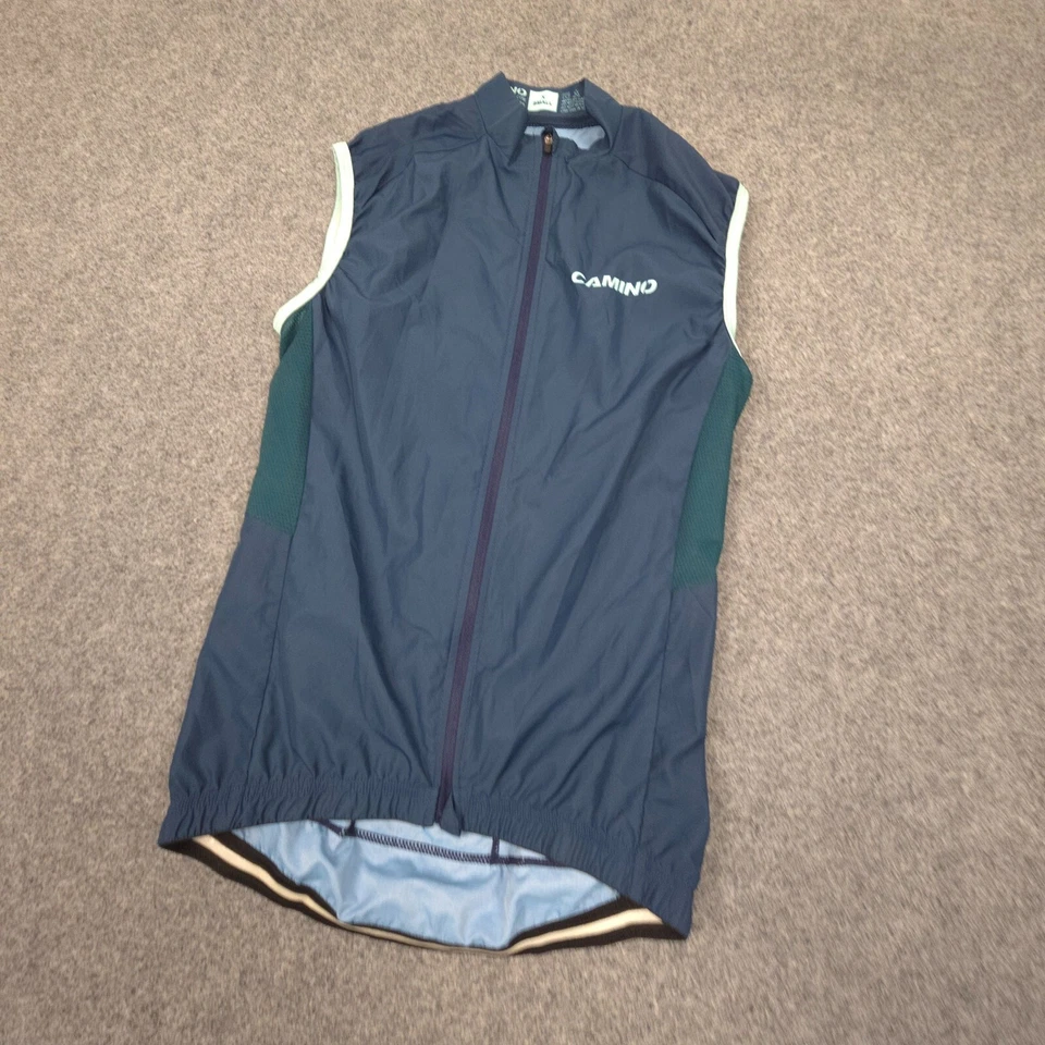 Camino Vest Mens XSMALL Blue Cyling Sleeveless Full Zip Mock Neck Logo Size XS - Image 4 of 4