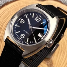 36mm  Tandorio Black Dial NH35 Automatic Military Watch Men Sapphire Crystal