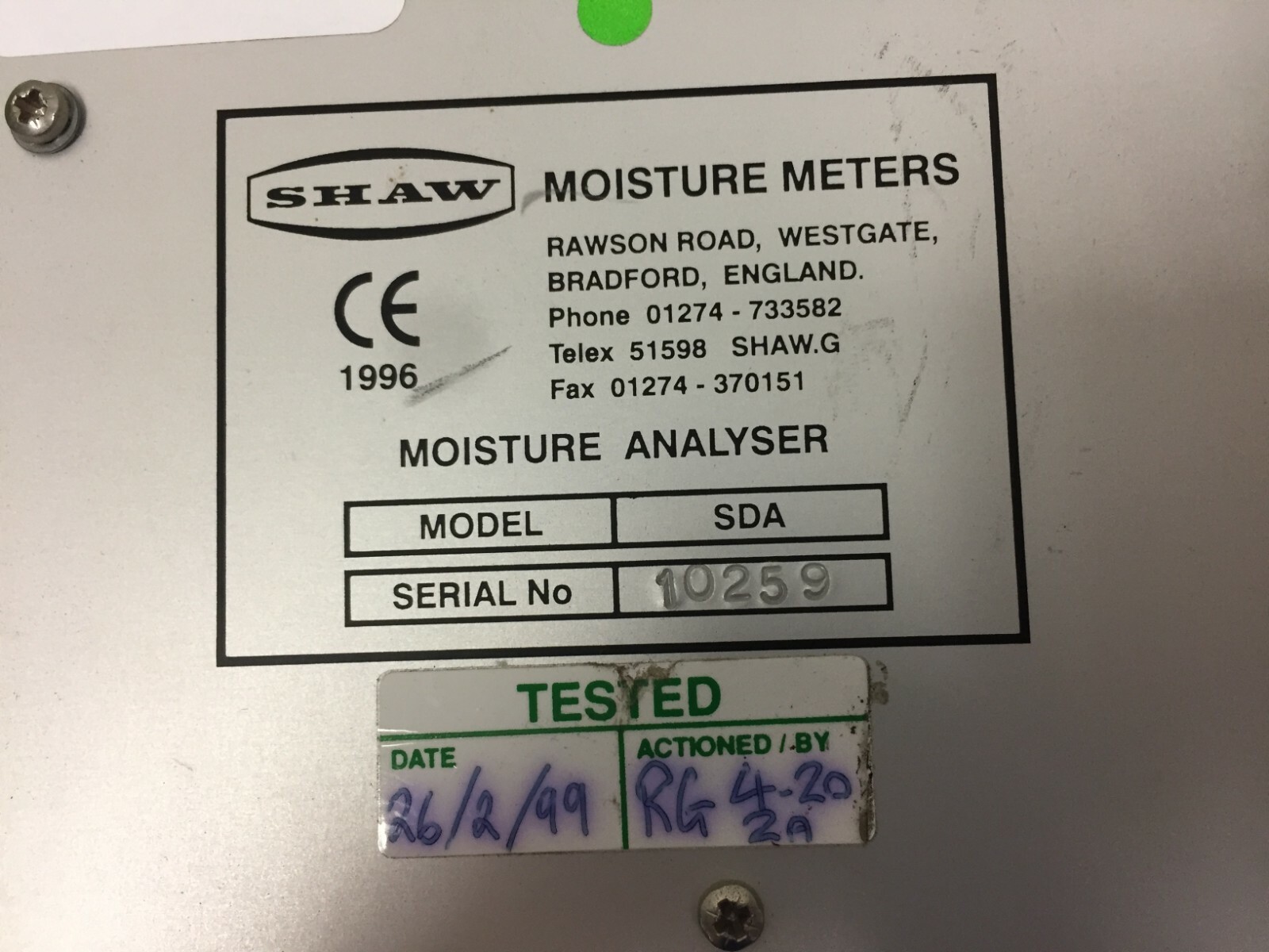 Shaw SDA Moisture Meter Moisture Analyzer eBay