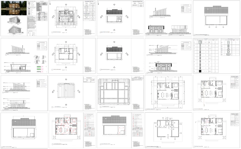 Charming Backyard Cabin 3 Bed, 1 Bath, Architectural Build Plans PDF Download - Image 2 of 4