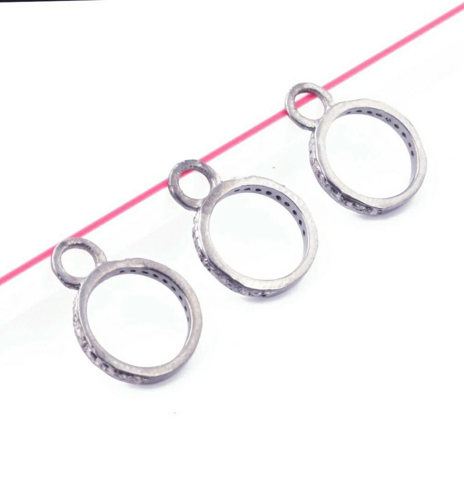 Bail Ring Pave Diamond 925 Silver Jewelry Findings Lobster Ring Supplies. - Image 2 of 4