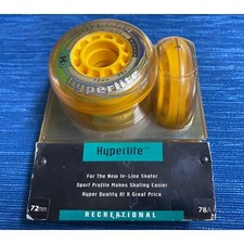 4 Hyperlite Inline Skate Wheels New 72mm 78A Recreational Clear Yellow NOS 964A
