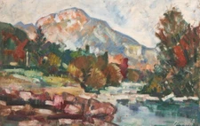 1998 Landscape mountain oil painting signed
