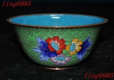 6" China Ancient bronze Cloisonne Feng Shui flower statue Tea cup Bowl Bowls