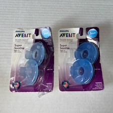 2 Packs AVENT SUPER SOOTHIE BLUE PACIFIERS 3 Months BP1