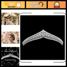 Cubic Zirconia Wedding Tiara Crown for Bride, Sweet 16, Prom, Quinceanera Headpi