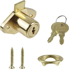 Cabinet Drawer Lock with 2 Keys, Gold, Zinc Alloy, 1 Pack Smooth Operation, De