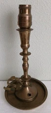VTG Rostand Brass  Candlestick Converted Into a Lamp Chamberstick Style MCM 10¾"