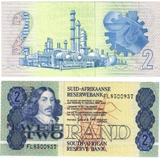 1981 South Africa P118d 2 Rand Banknote XF