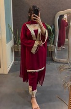 Party Wear Maroon Faux Georgette Salwar Kameez With Dupatta For Women Wear
