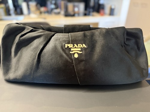 Prada Silk Satin Clutch In black - Picture 2 of 7