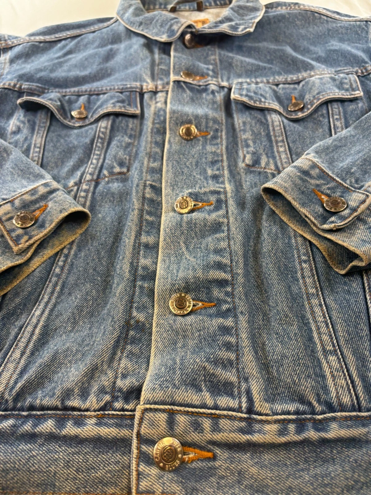 Vintage 90s Sears Canyon River Blues Denim Jacket Mens Sz Medium 100% Cotton image 4