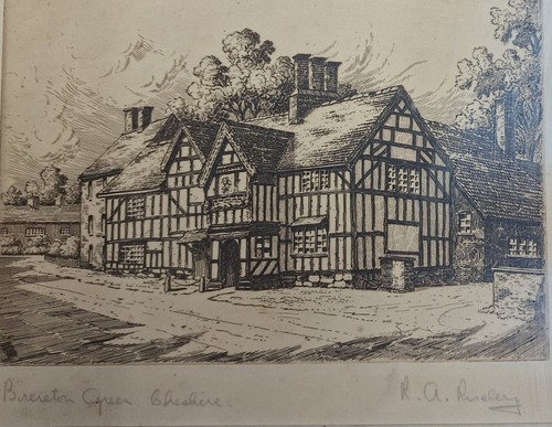 Vintage Early 20th Century R.A. Riseley Signed Etching Brereton Green Cheshire (photo 2)