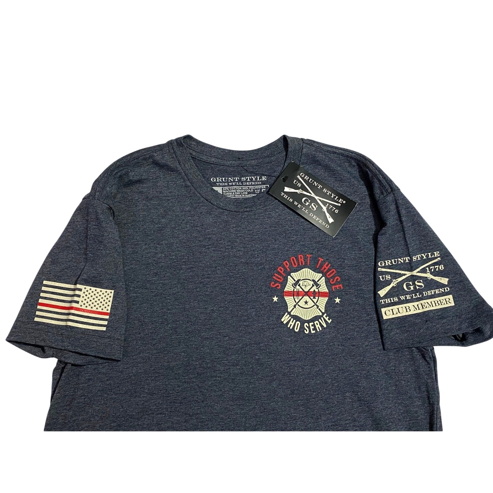 Grunt Style Red Line Men's Gray T-Shirt