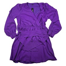 Express Dress Large Womens Purple Faux Wrap Belted Mini A-Line Cocktail NWT