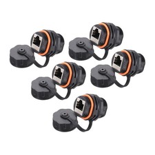 RJ45 Panel Mount Coupler,Bulkhead Ethernet Connector Orange,Pack of 5 