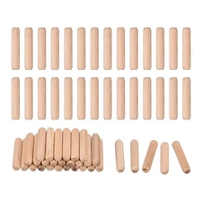 60Pcs Wooden Dowel Pins 6mm x 30mm Fluted Beveled Ends Wood Dowel Pegs