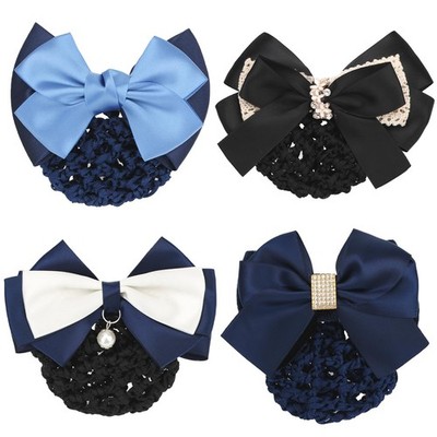 kilofly 4pc Women's Two-Way Snood Net Bow 4 Count (Pack of 1), Set4 B
