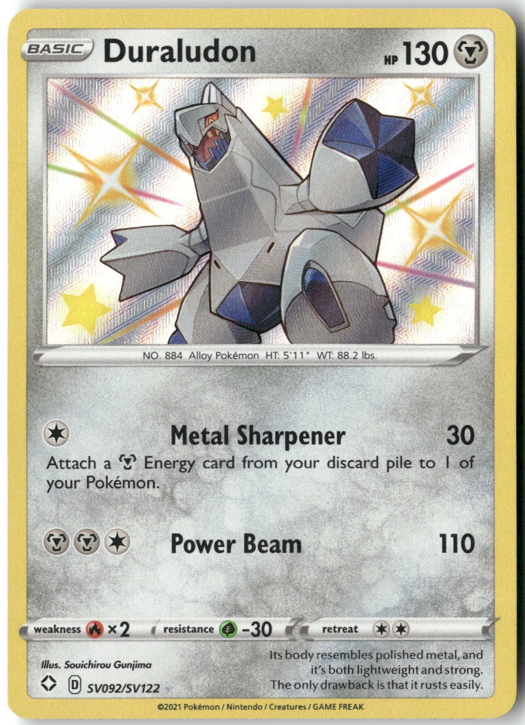 Duraludon, Pokémon Shining Fates: Shiny Vault Shiny Holo Rare, SV092/SV122 NM