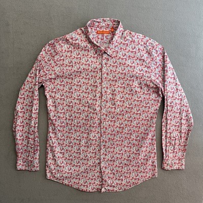 Tori Richard Button Up Shirt XL Men's Long Sleeve Floral Hawaiian Stretch Red