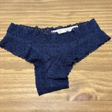 Victoria  s Secret Cheeky Panty   Navy Blue Floral Lace New XS