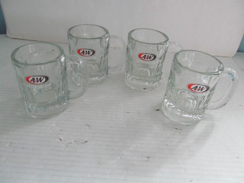 Set of Four A&W All American Food Short Mugs, 4.5" Tall