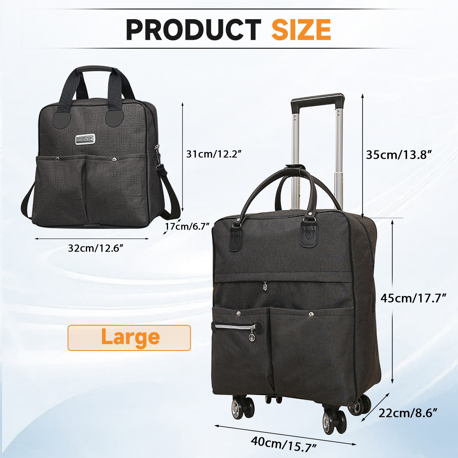 2pc Rolling Trolley Bags Lightweight Carry on 4-Wheel Spinner Luggage for Travel