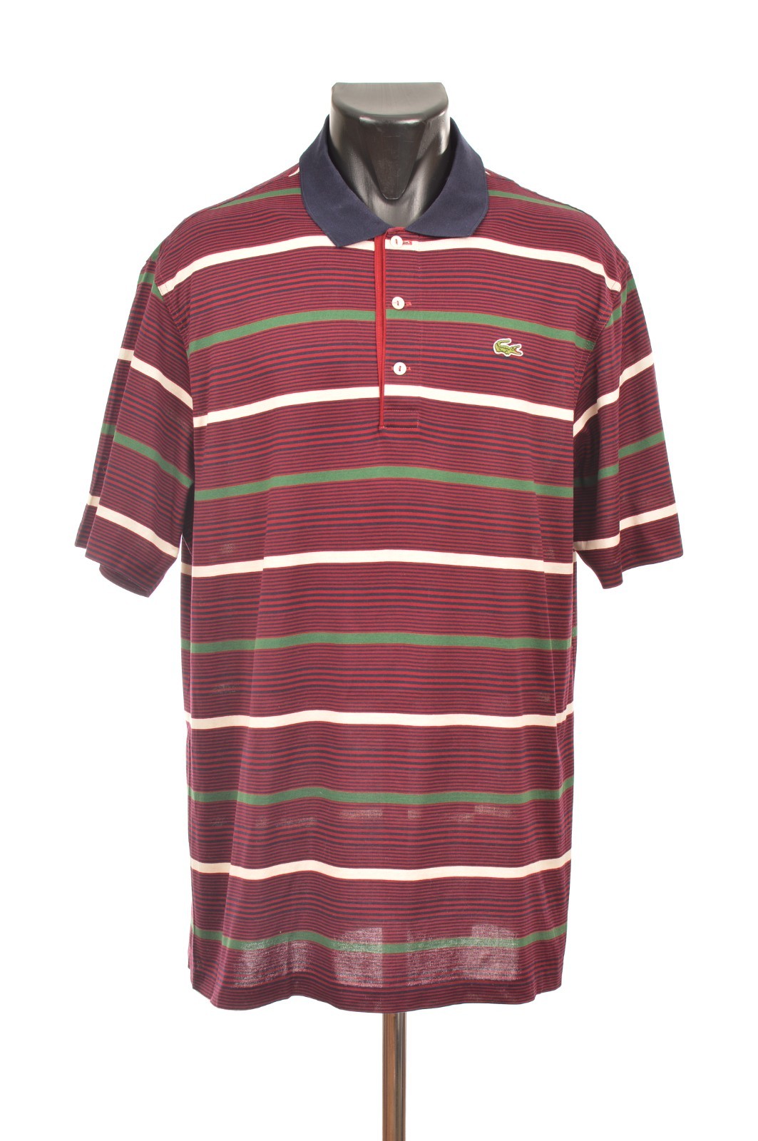 DDP Lacoste Vintage Burgundy Striped Polo Shirt 5191L Size 6
