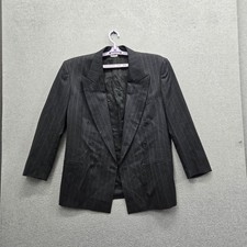 VINTAGE Yves Saint Laurent Men Blazer 44 Gray Wool Pinstripe Double Breasted