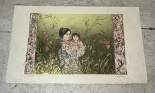 Edna Hibel Lithograph Print VI 10/58 ED 386 Oriental Mother Child Signed Unframe