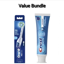 Oral-B Pro Clean Deep Clean Power ToothBrush -White & Crest Toothpaste Bundle 
