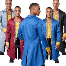 US Men Coat Jacquard Costume Renaissance Jacket Halloween Walking Skirt Pirates