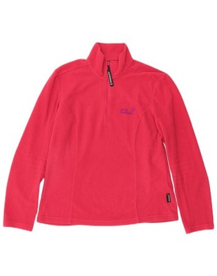 Jack Wolfskin Womens Zip Neck Fleece Jumper UK 12/14 Medium Pink Polyester DC18