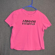 Armani Exchange A/X Women's Large T-Shirt Front Sequin Spellout