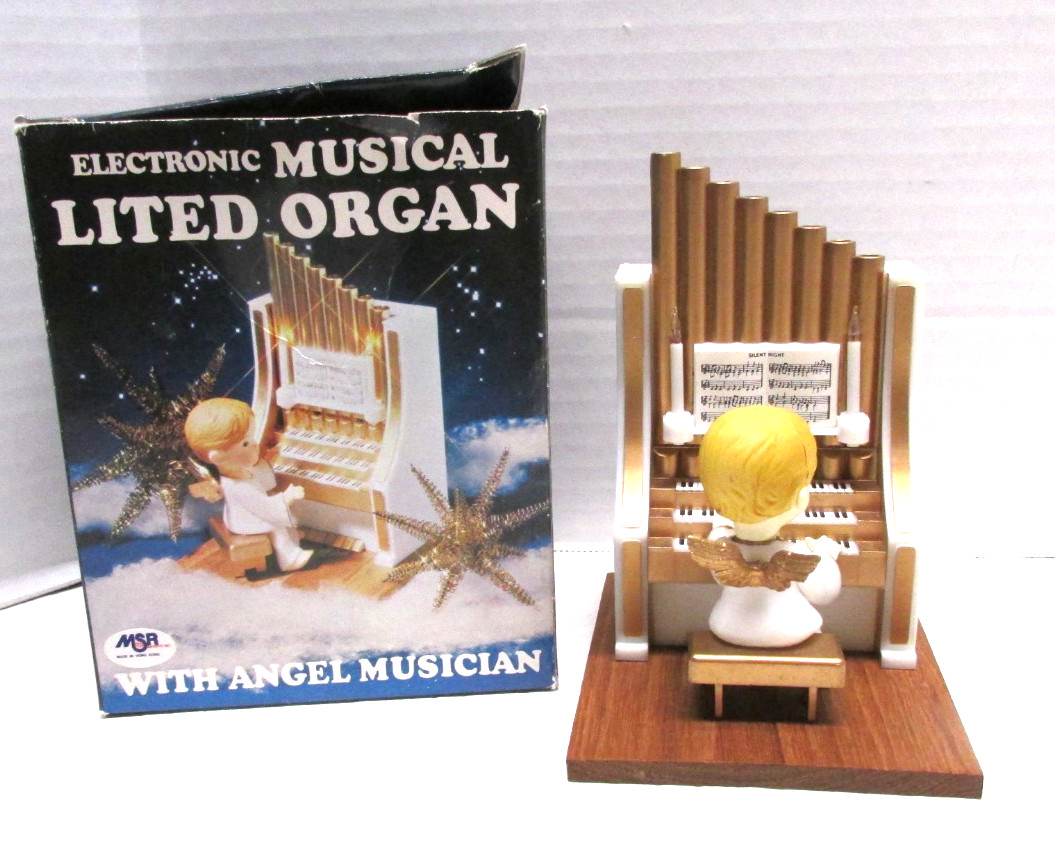 Vintage Merrilite Electronic Musical Lited Organ with Angel Musician 1983