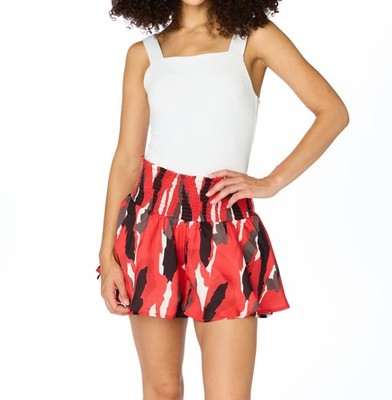 Stewart Simmons Abstract High Waist Shorts Red/ Black