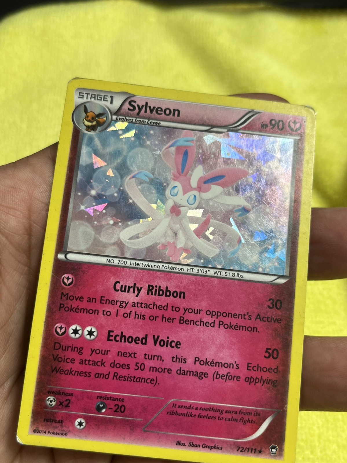 Pokemon Card TCG Sylveon 72/111 XY Furious Fists Cracked Ice Holo Rare 2014