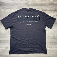 ALLSAINTS Spitalfields Black Graphic Logo Tshirt Japan Back Print London Tee szS
