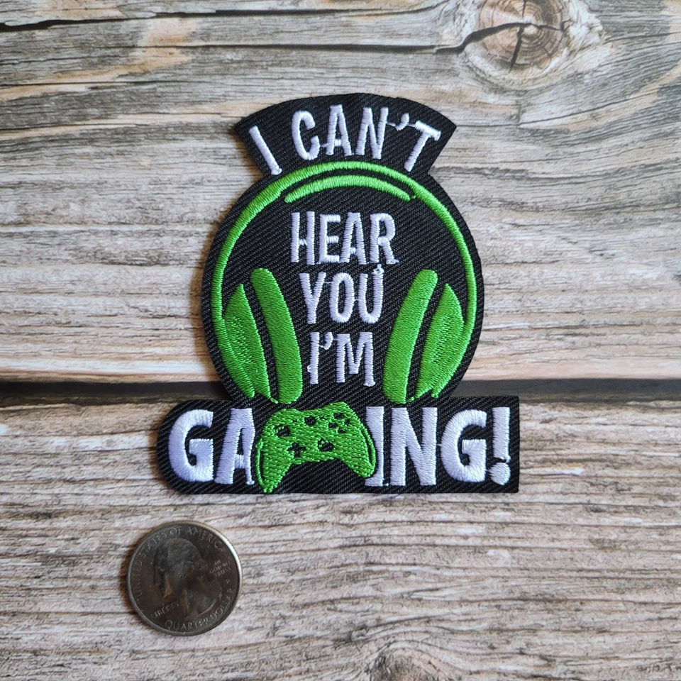 I Can't Hear You I'm Gaming Gamer Embroidered Iron on Patch - Image 2 of 2