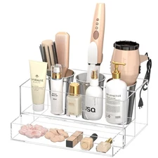 NIUBEE Hair Tool Organizer, Clear Acrylic Hair Dryer and Styling Organizer wi...