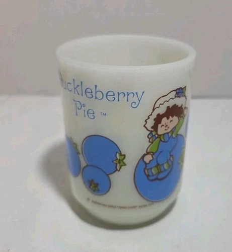 Huckleberry Pie Vintage 1980 Anchor Hocking Milk Glass Mug -Strawberry Shortcake