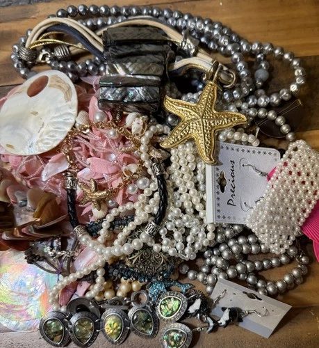 Vintage & Now Mermaid Ocean Shell Costume Jewelry Lot 2.5lbs Wear Sell Repair