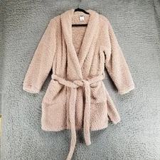 Natori Robe Womens Large Dusty Pink Plush Long Sleeve Lounge Short Robe