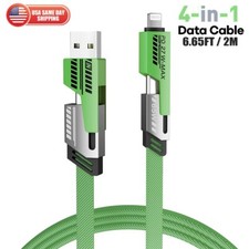 4in1 USB Type-C Cable 6ft Data Cord Super Fast Charging Cable For iPhone Samsung
