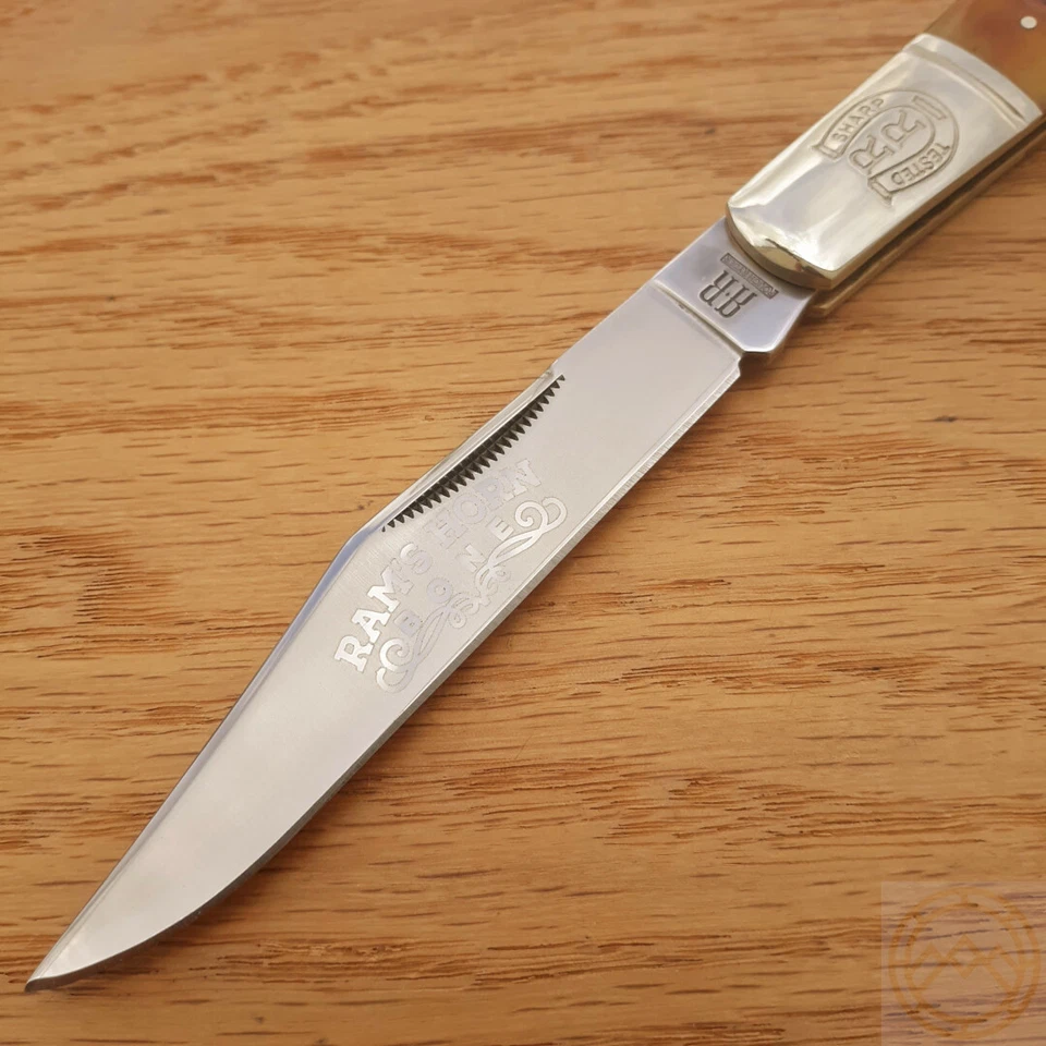 Cuchillo Plegable Rough Ryder Big Daddy Acero Inoxidable Clip Hoja Mango Cuerno de Carnero Foto 3 de 4