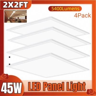 2x2FT LED Flat Panel Light 5400LM 45W 5000K Dimmable Drop Ceiling Home Office